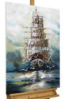 Acrylbild handgemalt Ahoi Piratenschiff