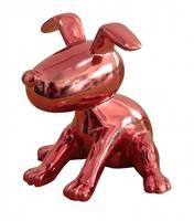 Sculpture chien laqué rouge acidulé