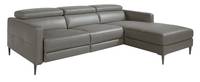 Canapé d'angle en cuir gris avec relax