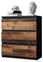 Kommode 3 Schubladen ANTHRAZIT OLD WOOD