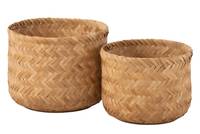 Set de deux paniers bamboo naturel