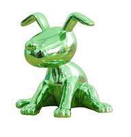 Sculpture chien laqué vert emauraude
