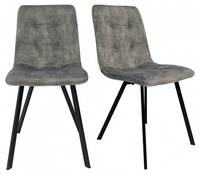 Lot 2 chaises velours gris clair - NAMI