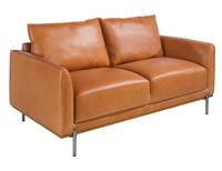 Canapé 2 places en cuir marron
