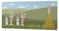 Rabbit family Toile 27x54 cm