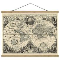 Stoffbild Weltkarte Antike Illustration