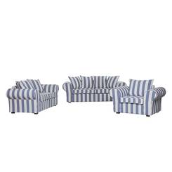 sofa livia 3 sitzer webstoff blau gestreift 309027