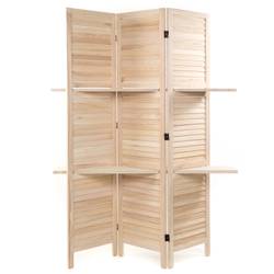 Fotoparavent 3-teilig Aus Holz - Raumteiler Mit 15 Drehbaren Bilderrahmen