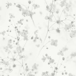 Blumentapete Weiß Grau