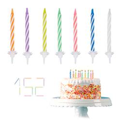 6 bougies d'anniversaires bleu et rose