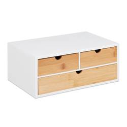 Relaxdays bureau organizer, 2 lades, 3 vakken, bamboe, MDF, HBD: 12 x 24 x 14,5 cm, kantoor, werkkamer en thuis, natuur