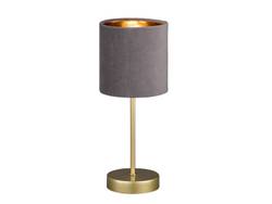 Tischlampe Gold Grau Lampenschirm Samt