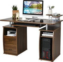 GCCSSBXF Kleiner Computertisch aus Eiche mit Monitorständer und  Ablagefächern – idealer Arbeitstisch für kleine Räume im Home Office – 76,2  cm