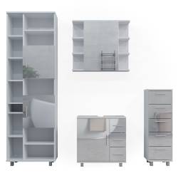 Vicco Badkamermeubelset Ilias, Wit Hoogglans, 2 delen, basiseenheid 80 cm | Wit Hoogglans | Stel 1 | 406673135297506