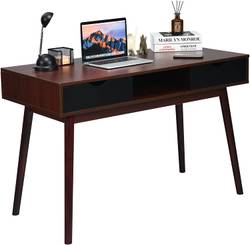 GCCSSBXF Kleiner Computertisch aus Eiche mit Monitorständer und  Ablagefächern – idealer Arbeitstisch für kleine Räume im Home Office – 76,2  cm