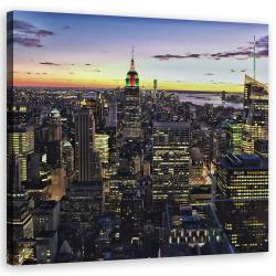 New York Vlies Leinwandbild 5 tlg Wandbilder XXL City Stadt NYC Nacht Wand  Bild