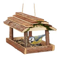 Maison d'oiseaux de jardin avec poteau, mangeoires en métal