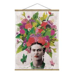 Stoffbild Frida Kahlo Blumenportrait