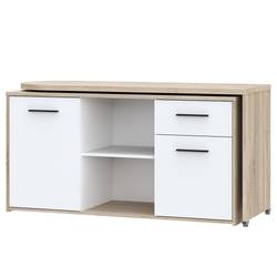 Bureau scandinave 2 tiroirs 110x58x85 cm blanc mat et naturel