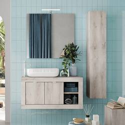 Set Mobili per Bagno 9 pz con Lavandino e Rubinetto Beige