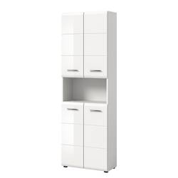 Mokebo Bad Hochschrank 'Der Kapitän' Kaschmir 180x33x34 Cm - Schmaler Badezimmerschrank Grau Beige Holz
