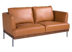 2-Sitzer-Sofa in Leder mit Stahlbeinen