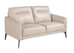 2-Sitzer-Sofa aus grauem Leder und Stahl