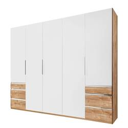 Armoire à portes coulissantes avec support TV intégré MAGIC, ton blanc -  planches de chêne