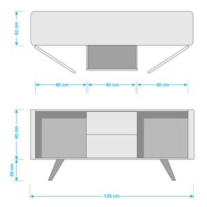 Buffet Loca I Chêne sauvage massif - Blanc / Chêne sauvage - Largeur : 135 cm