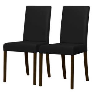 Chaises rembourrées Corinna (lot de 2) Cuir synthétique Sani : Noir - Hêtre