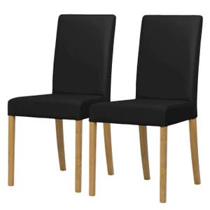 Chaises rembourrées Corinna (lot de 2) Cuir synthétique Sani : Noir - Chêne