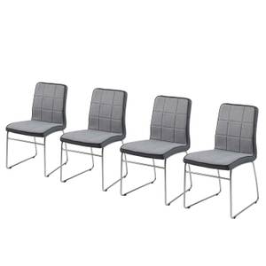 Gestoffeerde stoelen Lenaros geweven stof/chroom - Lichtgrijs