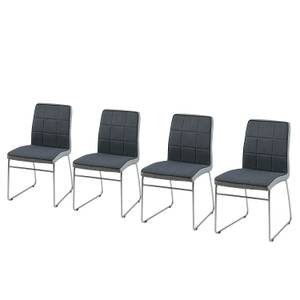 Chaise Lenaros (4 éléments) Tissu / Chrome - Gris foncé