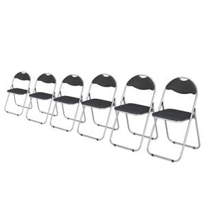 Lot de 6 chaises pliantes Kyra Noir / Couleur aluminium