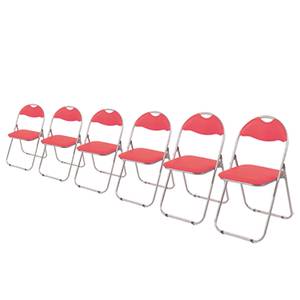 Lot de 6 chaises pliantes Kyra Rouge / Couleur aluminium