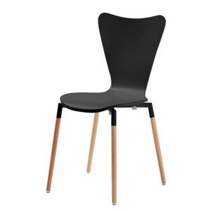 Eetkamerstoelen Sebulon (4-delige set) deels massief beukenhout - Zwart/beukenhoutkleurig