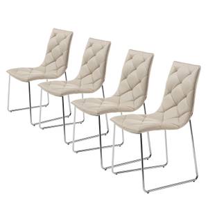 Stoelen Lisieux (4-delige set) kunstleer - Beige/roestvrij staal