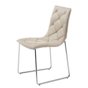 Chaises capitonnées Lisieux (lot de 4) Imitation cuir - Beige / Acier inoxydable