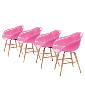 Gestoffeerde stoelen Econo Slim II kunststof/massief beukenhout - Roze