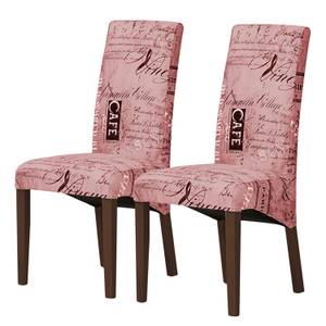 Gestoffeerde stoelen Famera II (2-delige set) - Roze/wengékleurig beukenhout