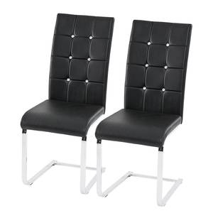 Chaises Carina (lot de 2) Imitation diamant - Cuir synthétique - Noir