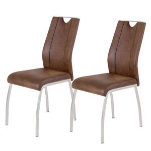 Chaises Scalea (lot de 2) Imitation cuir - Marron vintage