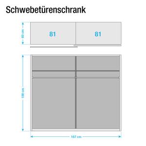 Schuifdeurkast Dromilly 167cm (2-deurs) - Breedte: 167 cm