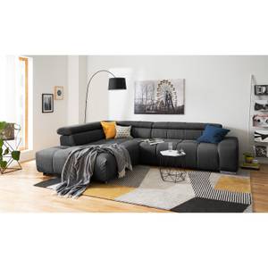 Ecksofa Sirius Webstoff Basalt - Ottomane davorstehend links