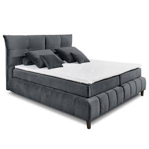 Lit boxspring Norias (avec surmatelas) Avec surmatelas - Microfibre - Gris