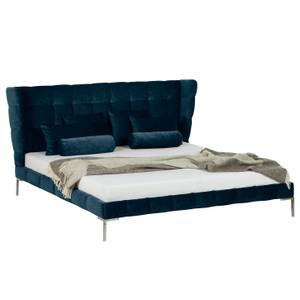 Gestoffeerd bed Neo fluweel Donkerblauw - 160 x 200cm