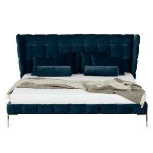 Gestoffeerd bed Neo fluweel Donkerblauw - 160 x 200cm