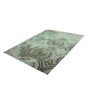 Vintage vloerkleed Bullau Geweven stof - turquoise/zwart - 140 x 200 cm