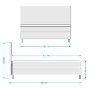 Boxspringbett Joiselle inkl. Topper - Webstoff - Anthrazit - 140 x 200cm