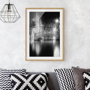 Impression art pont à Venise IV Partiellement en chêne massif - Chêne - 30 x 40 cm
